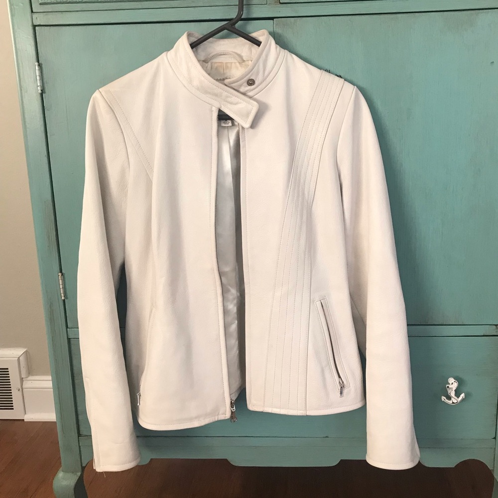 Banana Republic white leather jacket - medium